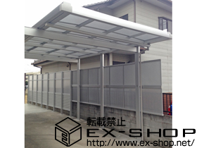 のカーポート U.スタイルII フラット屋根 梁置き両支持タイプ 積雪〜20cm対応＋側面パネル 梁置きタイプ両側支持4本 施工例