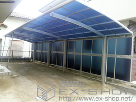 のカーポート レイナポートグラン 縦連棟　積雪〜20cm対応＋サイドパネル＋標準・ハイルーフ兼用　着脱式サポート 2本入り×2 施工例