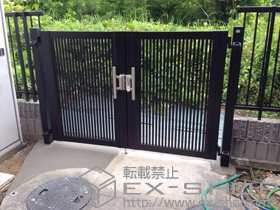 の門扉 シャレオR2型 両開き　柱使用 施工例