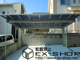 のカーポート エフルージュツインEX 後方支持タイプ 積雪〜20cm対応＋着脱式サポート 2本入 施工例