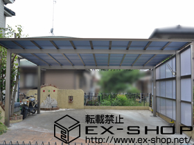 のカーポート アーキデュオ ワイド 積雪〜20cm対応.+竿掛セットD　2本入り+サイドパネル2段 施工例