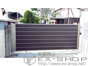 のカーゲート エススライドD型 片引き マテリアルカラー 手動タイプ 施工例