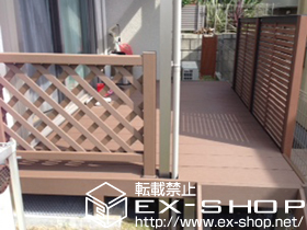 のウッドデッキ リウッドデッキ 200＋リウッドデッキフェンス2型<ラチス格子>＋リウッドステップ5型 Sタイプ(1段) 施工例