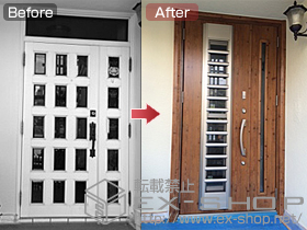 の玄関ドア リシェントK4仕様 22カザス親子L 001型 施工例