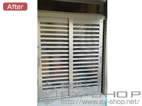 の玄関ドア リシェント玄関引戸 SG仕様2枚建戸ランマ付53型(横太格子) 施工例