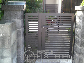 の門扉 プレスタ門扉 3型 太横桟 両開き親子 同型子扉・柱使用 施工例