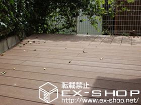 のウッドデッキ リウッドデッキ 200＋点検口＋階段式リウッドステップ5型 Sタイプ 1段＋リウッドデッキフェンス3型<横スリット> 施工例