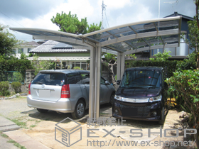 のカーポート プレシオスポート Y合掌 積雪〜20cm対応＋プレシオスポート 着脱式補助柱 2本入×1 施工例