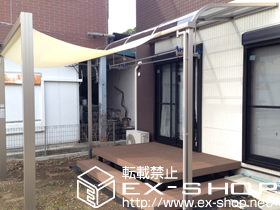 のテラス屋根 ライザーテラスII R型 テラスタイプ 単体 積雪〜20cm対応＋吊下げ物干し 標準 ２本入 施工例