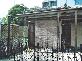 のテラス屋根 ライザーテラスII F型 テラスタイプ 単体 積雪〜20cm対応＋吊り下げ物干し ロング 2本入/物干し取付桟 施工例