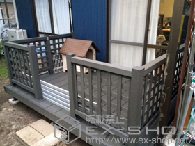 のウッドデッキ リウッドデッキ 200＋リウッドデッキフェンス1型＜井桁格子＞ 施工例