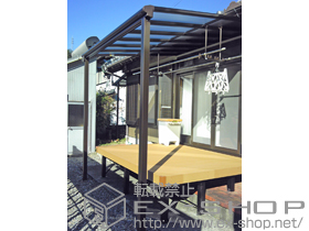 のテラス屋根 ヴェクターテラス F型 テラスタイプ 単体 積雪〜20cm対応＋吊り下げ物干し　標準2本入り 施工例