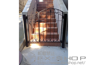 の門扉 ラフィーネ門扉4型 両開き親子 柱使用 施工例