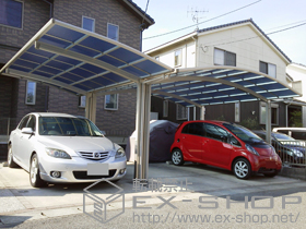 のカーポート プレシオスポート 積雪〜20cm対応＋脱式補助柱 標準・ハイルーフ兼用　2本入り×1セット 施工例