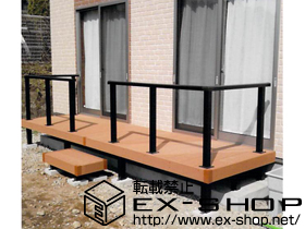 のウッドデッキ リウッドデッキ 200＋独立式リウッドステップ2型＋シンプルモダンデッキフェンス1型＜笠木のみタイプ＞ 施工例