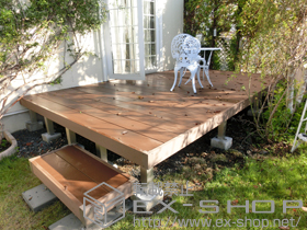 のウッドデッキ リウッドデッキ 200＋リウッドデッキ200 独立式リウッドステップ2型 施工例