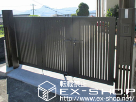 の門扉 ライシス門扉 4型 太たて桟 3枚折戸 柱使用 施工例