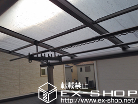 のバルコニー・ベランダ屋根 プレシオステラス F型 屋根タイプ 単体＋吊り下げ式物干し 施工例