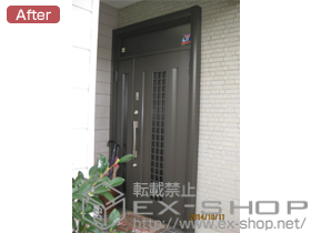 の玄関ドア リシェントアルミ仕様 20簡易タッチキー仕様 親子仕様(ランマ付き)R S1型 施工例