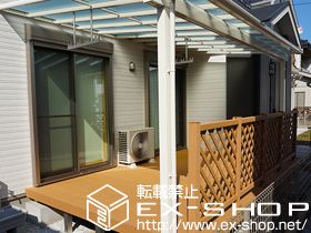 のウッドデッキ リウッドデッキ 200＋リウッドステップ5型 Sタイプ（2段）＋フェンス2型＜ラチス格子＞ 施工例