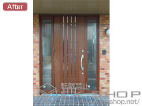 の玄関ドア リシェントK4仕様 22両袖L700型+下枠段差緩和材W1905用 施工例