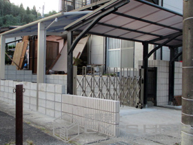 のカーゲート トリップゲート RA型 ノンレール 片開き 27S 施工例