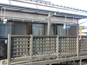 のテラス屋根 ライザーテラスII R型 テラスタイプ 連棟 積雪〜20cm対応＋吊下げ物干し 標準 ワイドタイプ 2本入 施工例