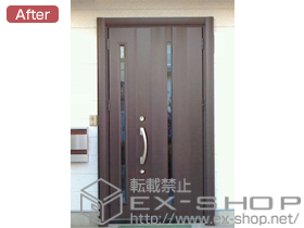 の玄関ドア 防犯リシェント断熱仕様 22親子R(ランマ無し) C2型＋施工スペーサーセット/下枠段差緩和材(ステンレス) 施工例