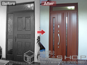 の玄関ドア リシェントK4仕様 20親子R(ランマ付き) 簡易タッチキー仕様 500型 施工例