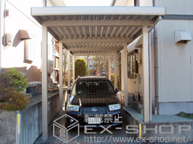 のカーポート ジーポートneo Aタイプ 標準鼻隠し 縦連棟 角柱8本仕様 積雪〜100cm対応 施工例