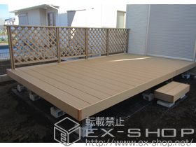 のウッドデッキ レストステージ 幕板納まり＋独立ステップ＋デッキフェンス 施工例