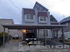 のカーポート テリオスポートIII 3000 3台用 横連棟 角柱6本仕様 積雪〜100cm対応 施工例