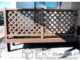 のウッドデッキ リウッドデッキ 200＋リウッドデッキフェンス2型<ラチス格子タイプ>＋リウッドステップ5型 Sタイプ 2段×1 施工例