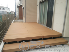 のウッドデッキ リウッドデッキ 200＋段床セット 1段 片側面タイプ＋リウッドステップ5型 Sタイプ(2段) 施工例