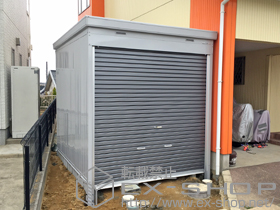 の倉庫・ガレージ バイク保管庫 土間タイプ 高基礎仕様 多雪型 ハイルーフ(FXN-2226H UG ) 施工例