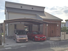 のカーポート ネスカR (ラウンドスタイル) ワイド 積雪〜20cm対応＋物干しセット 標準 2本入×1セット 施工例