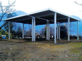 のカーポート テリオスポートIII 3000 2台用 奥行延長 角柱6本柱 積雪〜100cm対応 施工例