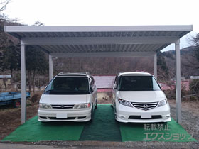 のカーポート テリオスポートIII 1500 2台用 角柱4本仕様 積雪〜50cm対応 施工例