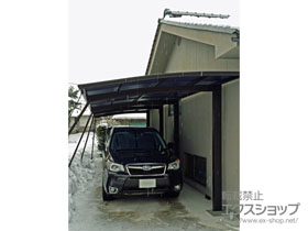 のカーポート レイナポートREグラン 縦連棟 前下がり 積雪〜20cm対応＋着脱式サポート 標準・ハイルーフ兼用 2本入×2セット＋くさり樋セット×2セット 施工例