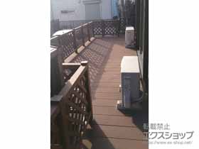 のウッドデッキ リウッドデッキ200＋リウッドステップ5型 Lタイプ5段＋リウッドデッキフェンス・門扉 1型 井桁格子 施工例