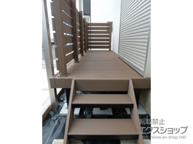 のウッドデッキ マージウッドデッキ＋ステップ Ｓタイプ(2段)＋ルーバーデッキフェンス 施工例