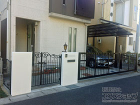 の門扉 ラフィーネ門扉1型 両開き親子 柱使用 施工例