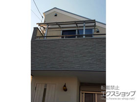 のバルコニー・ベランダ屋根 プレシオステラス R型 屋根タイプ 単体 積雪〜20cm対応＋吊下げ物干し 標準 2本入×1セット 施工例