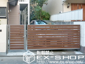 のカーゲート オーバードアS5型 マテリアルカラー 手動式＋オーバードアS5型 マテリアルカラー用 開戸セット 施工例