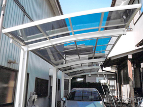 のカーポート プレシオスポート 縦連棟 積雪〜20cm対応＋着脱式サポート 2本入り×1セット/1本入り×1セット 施工例