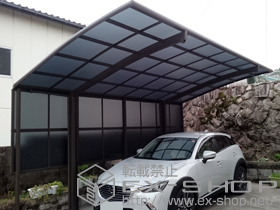 のカーポート カーブポートシグマIII 積雪〜20cm対応＋サイドパネル＋着脱式サポート ロング柱23用 1本入り×2セット 施工例