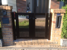 の門扉 エクスライン門扉12型 両開き　門柱使用 施工例