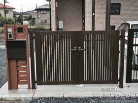 の門扉 エクスライン門扉6型 両開き 門柱使用 施工例