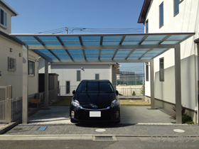 のカーポート エフルージュ ツイン 積雪〜20cm対応 ※化粧枠材追加仕様 施工例