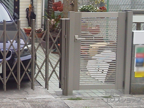 の門扉 エクスライン門扉1型 片開き　門柱使用 施工例